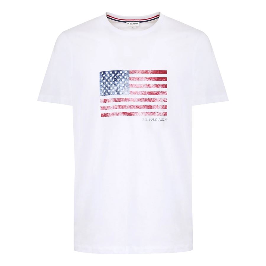 T-shirt a maniche corte da uomo in cotone con bandiera U.S. Polo Assn | US41154008100